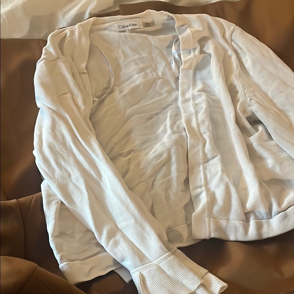 Calvin Klein White Cardigan Lightweight Sweater
